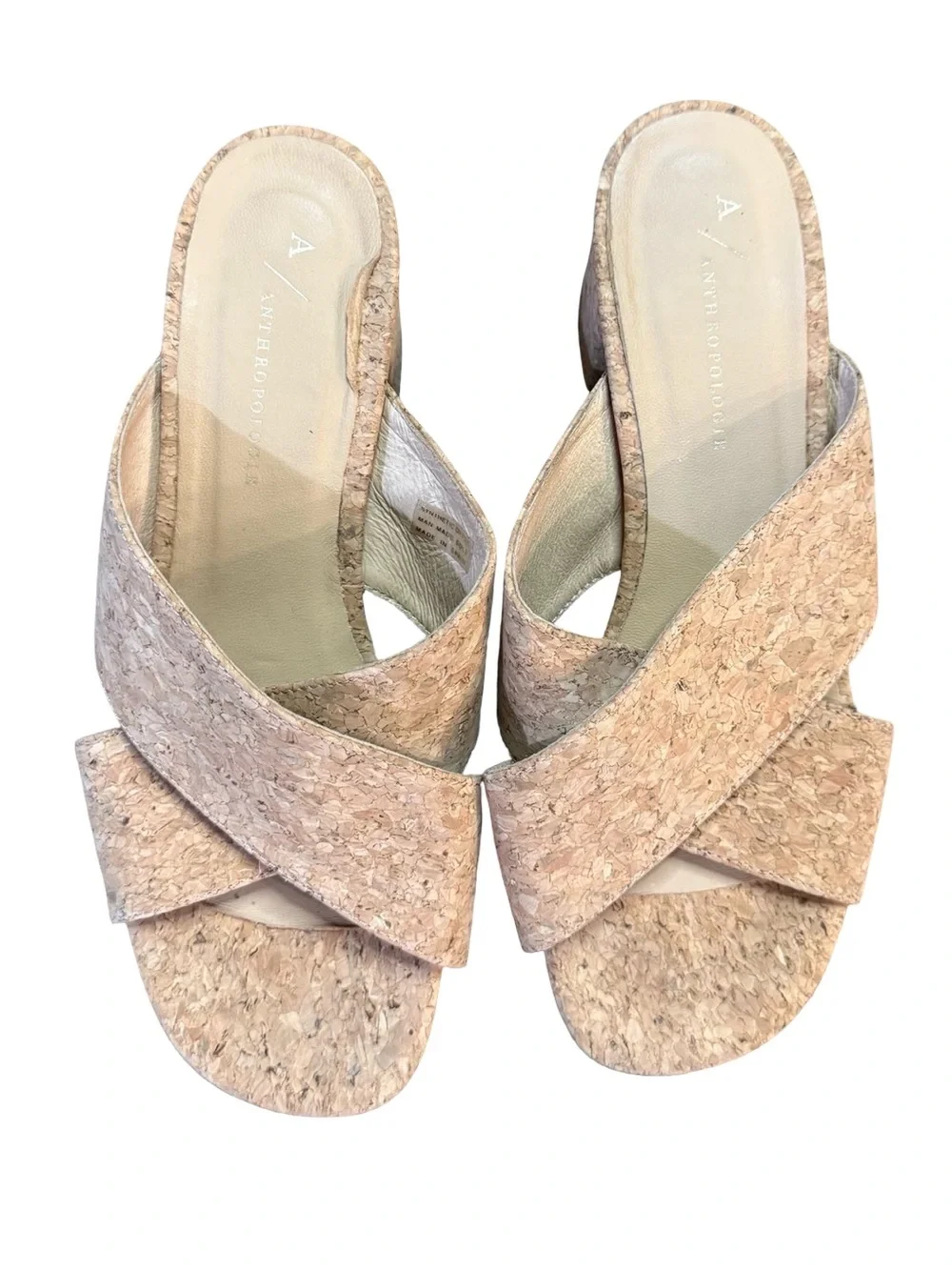 Anthropologie Latrice Cork Cross-Band Wedge Sandals Women’s Size 6